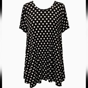 Polka Dot Black and White Women's Tunic Top